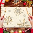 thumbnail image 1 of Horivan 2 Packs Christmas Table Mats Heat Resistant Placemats Winter Snowflake Design Wrinkle Resistant Polyester for Dining Room Kitchen Holiday Party Decor, 1 of 6
