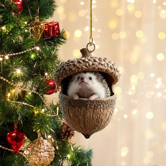 Horivan 2 Pcs Forest Animals Acrylic Christmas Ornaments Shatterproof Outdoor Decor with Metallic Accents Holiday Tree Hanging Pendants for Festive Home Decoration Party Supplies