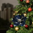 thumbnail image 1 of Horivan 24CM Flocked Fabric Magnolia Christmas Flowers Realistic Artificial Holiday Decor for Tree Home Party Blue Pink Navy Green Long Lasting, 1 of 6