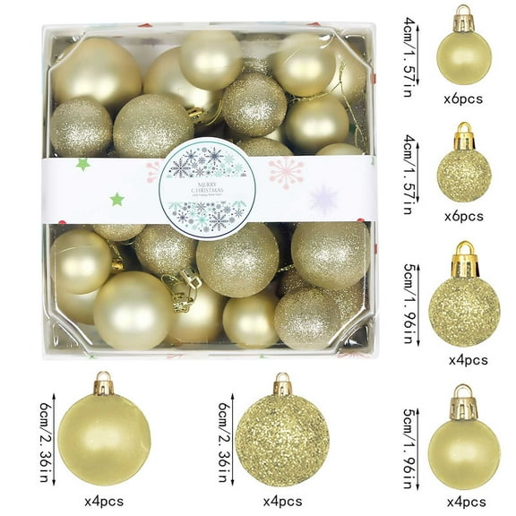 Horivan 28PCS Christmas Tree Baubles Shatterproof Plastic Ornaments for Home Party Decor Holiday Wedding Festive Decorations
