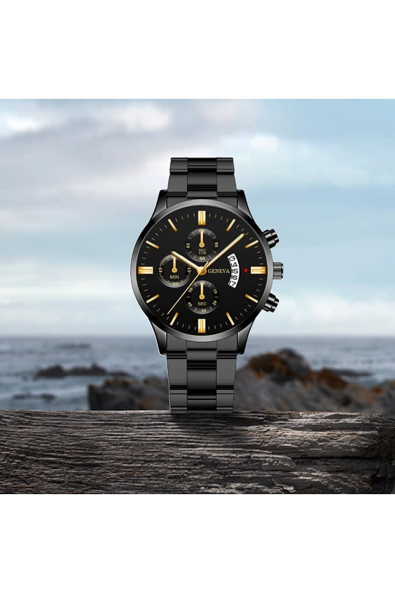 3 Counts Men's Quartz Watch Openwork Dial Alloy Case Leather Strap Business Sport Casual Style Wristwatch for Men Gift Valentine's Day