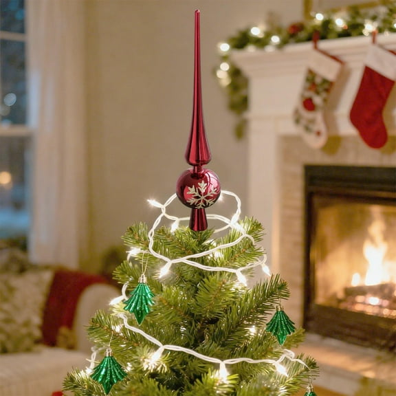 Horivan 3 Packs Christmas Tree Topper Star Plastic Electroplated Red Gold Hanging Ornament for Holiday Party Decorations Festive Home Xmas Tree Decoration