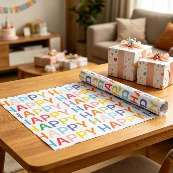 Horivan 43cm×10m Thick Watercolor Series Gift Wrapping Paper Roll Birthday Holiday Present Packing Paper