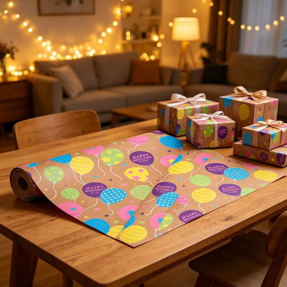 Horivan 43cm×10m Thick Watercolor Series Gift Wrapping Paper Roll Birthday Holiday Present Packing Paper