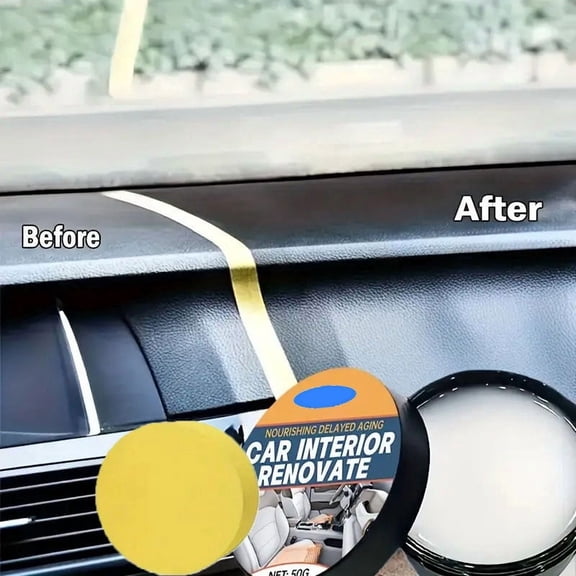 Horivan 50g Car Interior Plastic Polish Paste Kit Restorer with Sponge for Dashboard And Trim