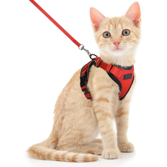 Horivan Adjustable Pet Harness Vest with Soft Breathable Mesh Escape-Proof Design Retractable Leash for Walking and Travel Comfortable Cat Dog Walking Vest for Small Medium Pets