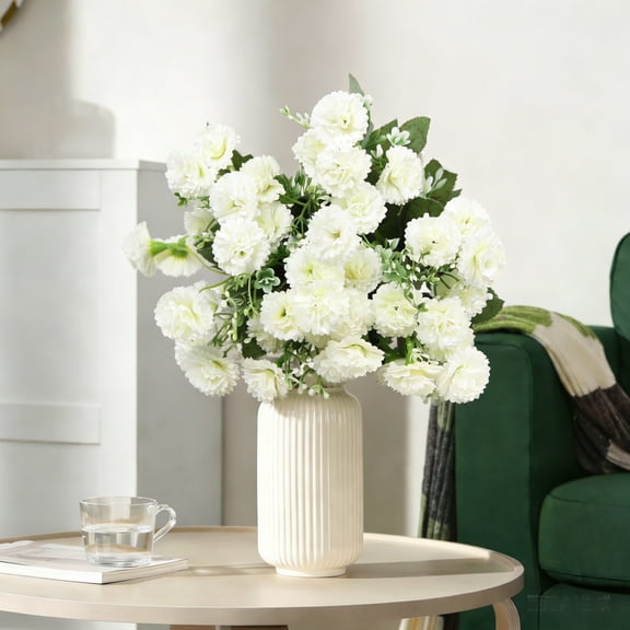 Horivan Artificial Hydrangea Carnation Flower Arrangement, Realistic Silk Wedding Bouquet Centerpiece for Home Decor, Rustic Farmhouse Table Decorations, Bridal Shower Party Supplies