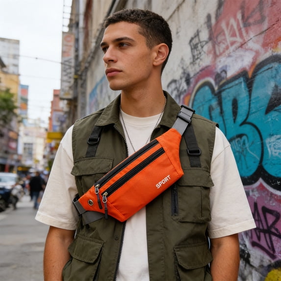 Horivan Canvas Waist Pack Fanny Pack for Men Women, Durable Adjustable Strap, Water Resistant Phone Bag for Running Hiking Travel, Casual Crossbody Belt Bag with Zipper Pockets