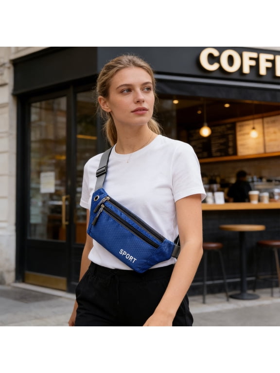 Canvas Waist Pack Fanny Pack for Men Women, Durable Adjustable Strap, Water Resistant Phone Bag for Running Hiking Travel, Casual Crossbody Belt Bag with Zipper Pockets