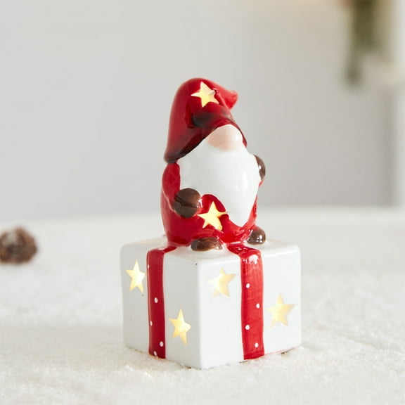 Horivan Ceramic Christmas House Ornament Desktop Decor Festive Party Centerpiece Holiday Tabletop Display Gift for Home Holiday Season