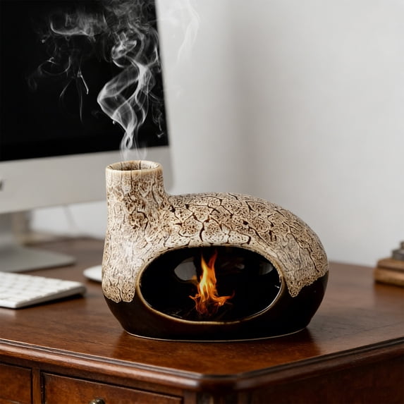 Horivan Ceramic Palo Incense Burner with Ash Catcher and Chimney, Handcrafted Home Decor for Sticks and Cones, Aromatherapy Room Decor Gift