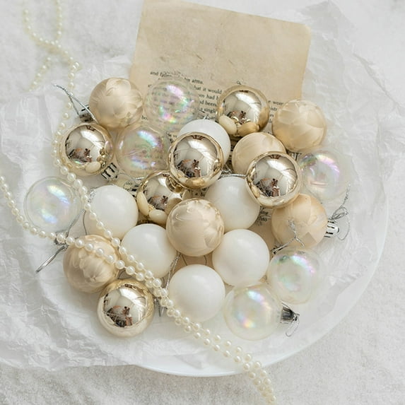 Horivan Champagne Christmas Ball Ornaments Plastic Shatterproof 24PCS for Tree Decorations Holiday Party Supplies Bulk Home Festive Decor