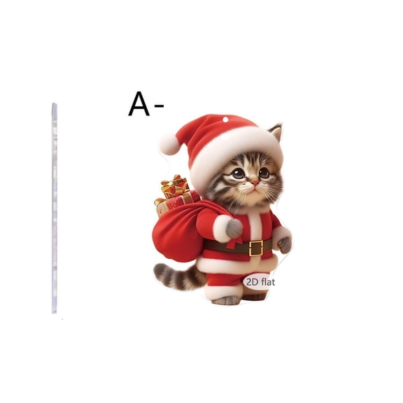 Horivan Christmas Cat Keychain Cute Holiday Gift Car Key Accessory 2D Acrylic Pendant for Cat Lovers Festive Decorations Stocking Stuffer Party Favors