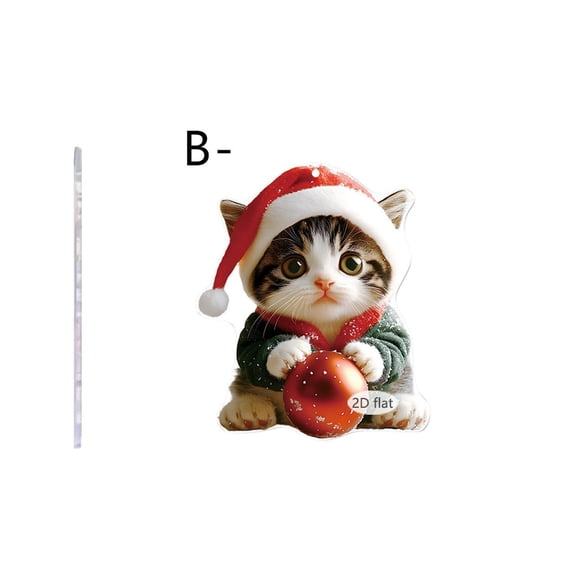 Horivan Christmas Cat Keychain Cute Holiday Gift Car Key Accessory 2D Acrylic Pendant for Cat Lovers Festive Decorations Stocking Stuffer Party Favors