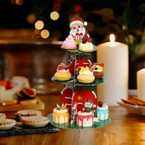 Horivan Christmas Cupcake Stand 3 Tier Dessert Tower Display with Food Safe BOPP Coating Sturdy Cardboard for Holiday Party Wedding Birthday Decoration Centerpiece