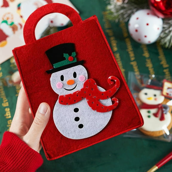 Horivan Christmas Decoration Gift Bag with Snowman Design, Non-Woven Reusable Party Favor Bags for Holiday Candy, Apples, Gifts, Stocking Stuffers, 30x20x5cm