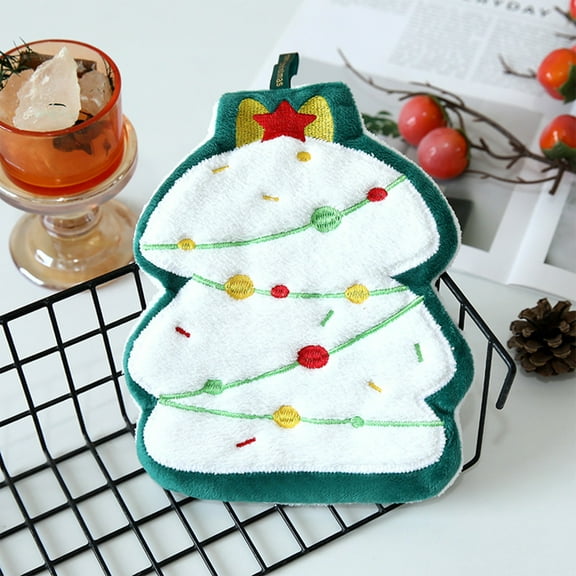 Horivan Christmas Hand Towels Festive Holiday Decor Absorbent Flocked Kitchen Towels for Holiday Entertaining and Gifting with Hanging Loop for Easy Storage