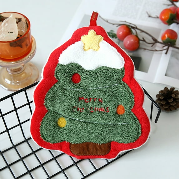 Horivan Christmas Hand Towels Festive Holiday Decor Absorbent Flocked Kitchen Towels for Holiday Entertaining and Gifting with Hanging Loop for Easy Storage