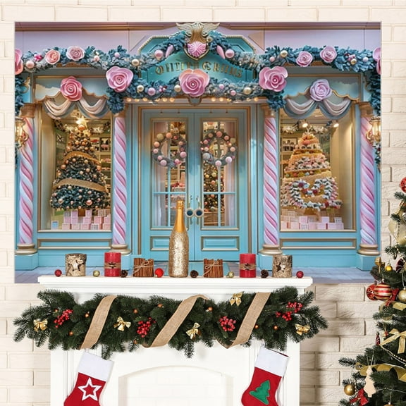 Horivan Christmas Photo Backdrop Snow House Scene Tapestry Wall Hanging for Holiday Party Decorations Background Cloth Family Gathering Photography Prop