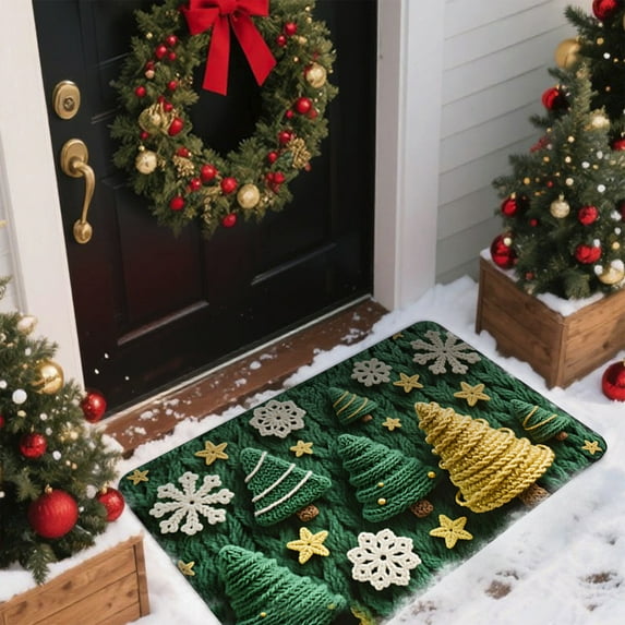 Horivan Christmas Rugs Non Slip Soft Holiday Floor Mat for Living Room Kitchen Bathroom Decor Festive Doormat with Santa Snowman Design
