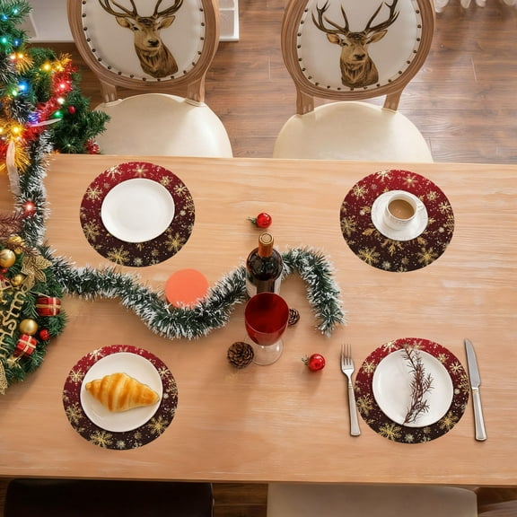 Horivan Diatomite Placemats Christmas Dinner Table Mats Non Slip Absorbent Reusable Holiday Dining Decor for Family Gatherings Party Essentials