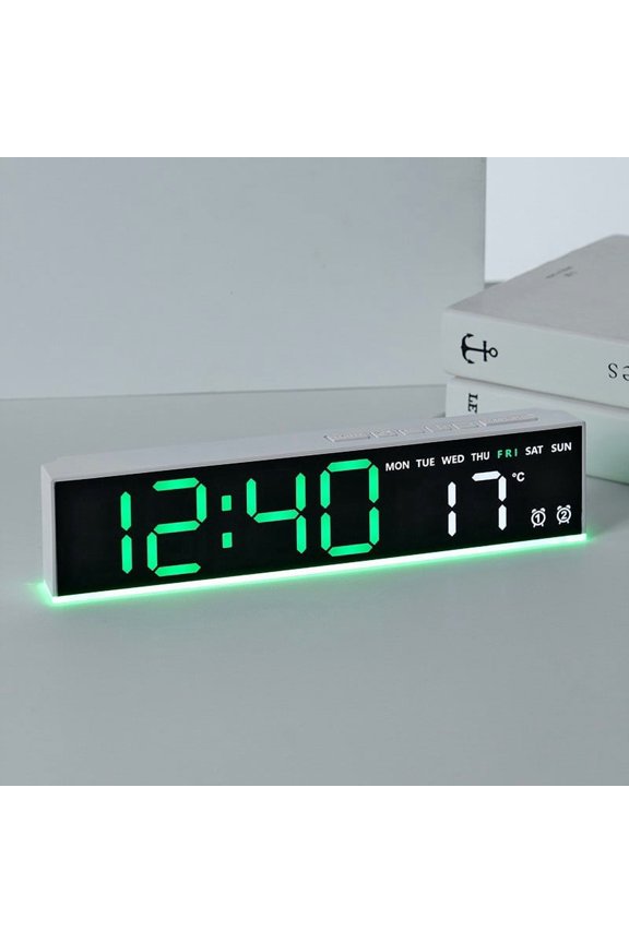 Digital Alarm Clock with Temperature Display, Date and DST, Adjustable Brightness, Battery or Electric Power for Bedroom Office Home Desk