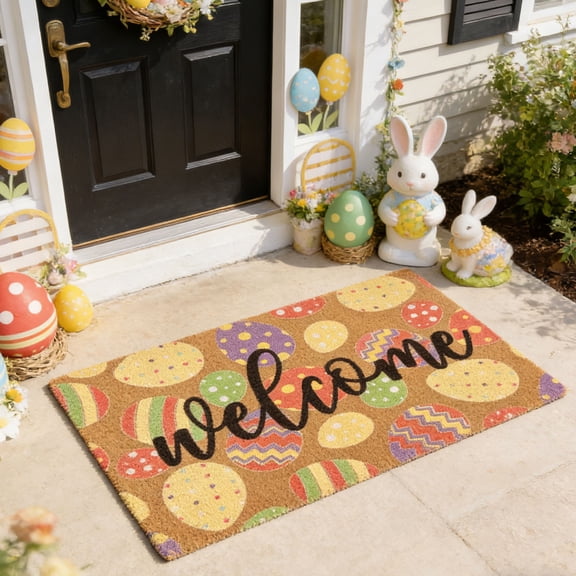 Horivan Easter Welcome Doormat Non Slip Absorbent Rug for Front Door Spring Decor Outdoor Indoor Entryway Holiday Seasonal Floor Mat