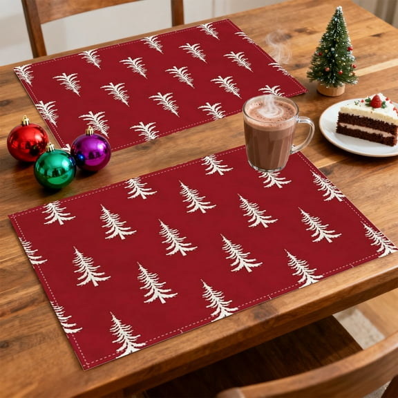 Horivan Festive Christmas Table Mat Waterproof Heat Resistant Holiday Dining Placemats Reusable Kitchen Decor for Party Dinner Table Setting
