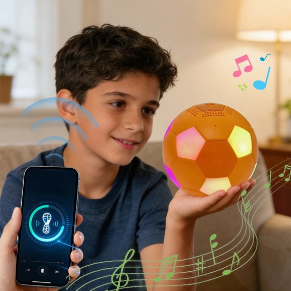 Horivan Football Speaker Bluetooth 5.3 Portable Outdoor Wireless Speaker with Colorful Lights 10H Playtime, Loud Sound for Travel, Party, Sports Fan Gift, Home Decor, Mini Speaker for Adults