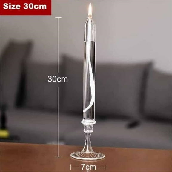 Horivan Glass Oil Candlestick Refillable Liquid Taper Candles with Glass Fiber Wick, Elegant Flameless Lighting for Wedding Dining Table Decor, Eco-Friendly Home Ambiance Centerpiece