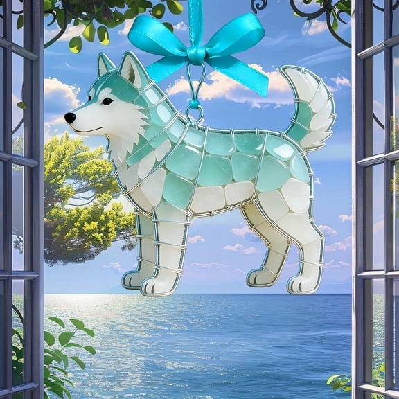 Horivan Handmade Sea Glass Art Figurines Dog Theme for Coastal Room Decor Home Kitchen Wall Holiday Gifts for Friends Lovers