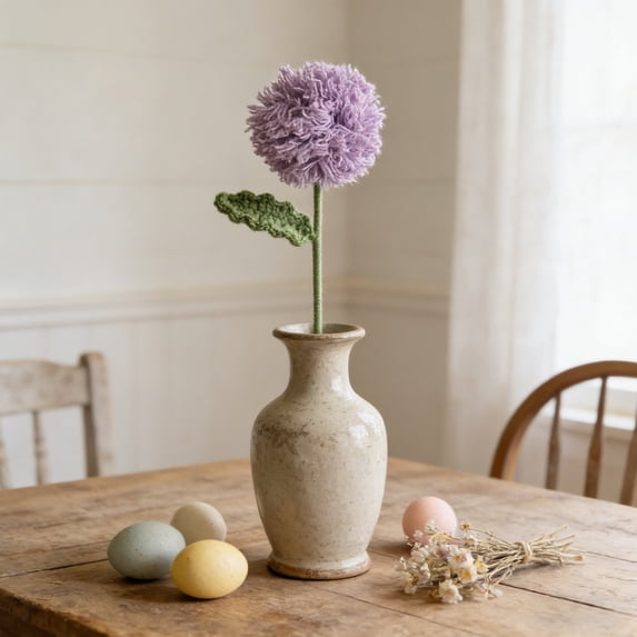 Horivan Handmade Yarn Pom Pom Chrysanthemum Bouquet Artificial Flowers, Fluffy Knit Faux Floral Arrangement for Home Decor, Wedding Centerpiece, Spring Gift, Long Lasting