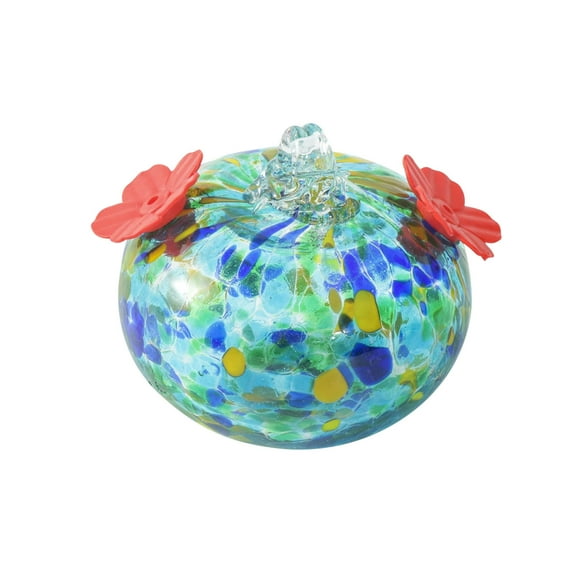 Horivan Hummingbird Feeder with Ant Moat Glass Hand Painted Outdoor Hanging Garden Decor for Yard Patio Bird Watching Enthusiasts