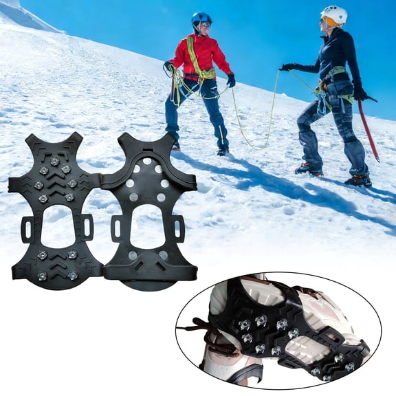 Horivan Ice Cleats for Shoes, Non-Slip Snow Grips with 12 Steel Spikes, Lightweight Traction Crampons for Hiking Walking Ice Fishing Winter Outdoor Safety Gear