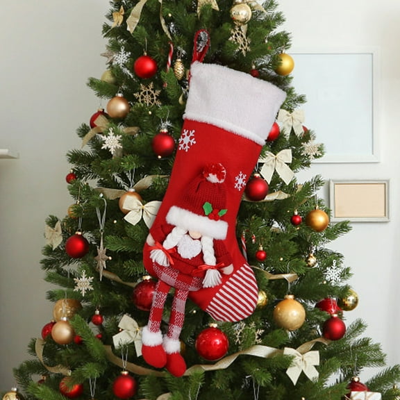 Horivan Large 18 Inch Christmas Stocking for Fireplace, Extra Long Knitted Holiday Stocking with Santa Snowman Reindeer Design, Festive Xmas Decor for Mantle Party Gifts Candy Bag