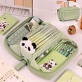 thumbnail image 1 of Horivan Large Capacity Cloth Pen Pouch with Zipper, Multi Purpose Stationery Organizer for Office Desk Travel Cosmetic Brush Storage, 1 of 6