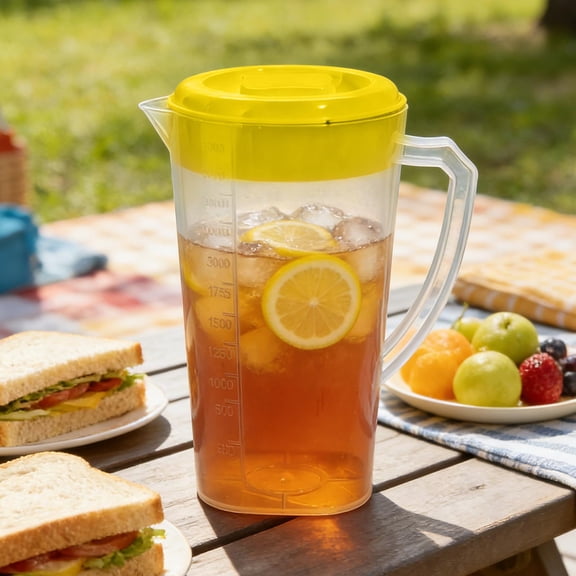 Horivan Large Capacity Cold Brew Pitcher with Lid, Transparent Plastic Jug for Iced Tea, Coffee, and Juice, Home Kitchen Drinkware, Beverage Dispenser for Parties and Entertaining