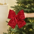 thumbnail image 1 of Horivan Large Velvet Christmas Bow for Tree Topper, Premium Red Wired Ribbon Decor with Sequins Glitter, Holiday Wedding Party Decoration, Festive Gift Wrapping Bow Ornament, 1 of 6