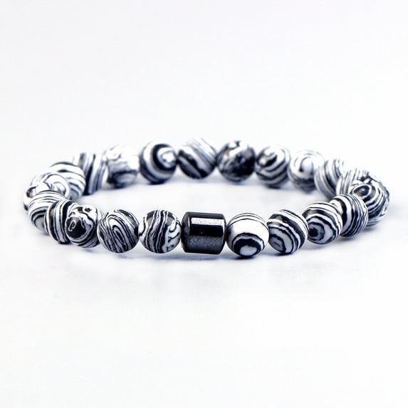 Horivan Men's Magnetic Hematite Bracelet Natural Stone Handmade Adjustable Strap Lightweight Fashion Jewelry Gift for Him Daily Wear Wellness