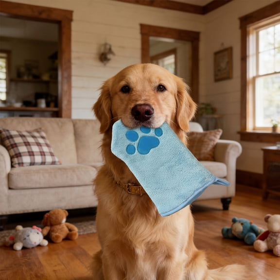 Horivan Microfiber Pet Bath Towel Ultra Absorbent Quick Drying Paw Print Design Dog Cat Grooming Towel for Bathing After Swimming and Rainy Walks Large Soft Durable Washable