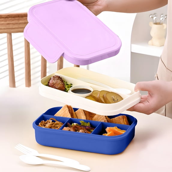 Horivan Microwave Safe Bento Lunch Box for Adults Leak Proof Insulated Compartment Meal Prep Container with Utensils Office Work Salad