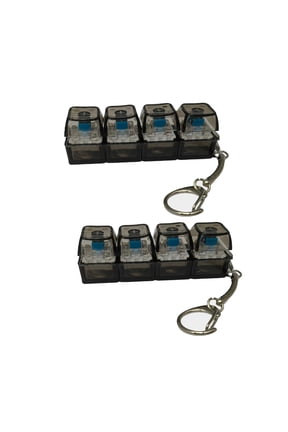 Mini Mechanical Keyboard Keychain Stress Relief Toy with Blue LED Lights Portable Fidget Sensory Gadget for Office Desk Anxiety Relief