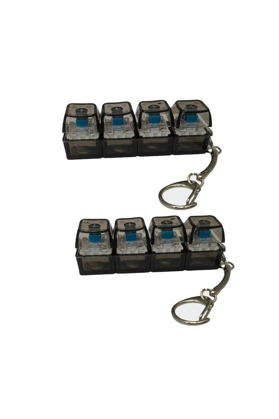 Mini Mechanical Keyboard Keychain Stress Relief Toy with Blue LED Lights Portable Fidget Sensory Gadget for Office Desk Anxiety Relief