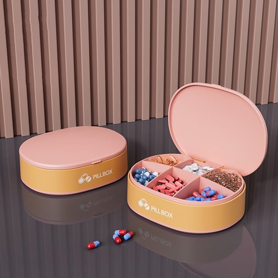 Horivan Mini Weekly Pill Organizer Box, Moisture Proof & Portable, 6 Removable Compartments for Travel, Daily Medication Storage, Airtight Portable Pill Case for Pills and Vitamins