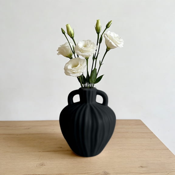 Horivan Plastic Vase for Home Decor, Modern Table Centerpiece with Dried Pampas Grass, Office Desk Shelf Decor, Minimalist Flower Arrangement for Living Room Dining Table