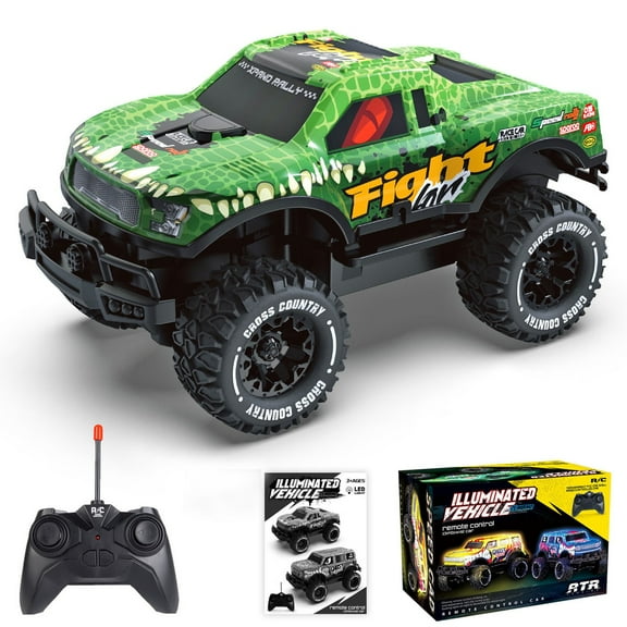 Horivan Off Road RC Car 2.4GHz Remote Control Truck with LED Lights, 25m Range, 10km/h High Speed, All Terrain Vehicle for Indoor Outdoor Stunt Racing, Durable Toy Car Gift