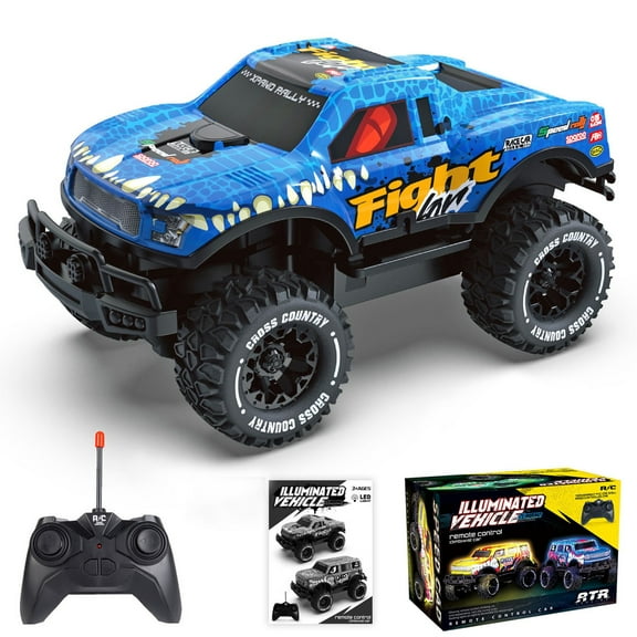 Horivan Off Road RC Car 2.4GHz Remote Control Truck with LED Lights, 25m Range, 10km/h High Speed, All Terrain Vehicle for Indoor Outdoor Stunt Racing, Durable Toy Car Gift