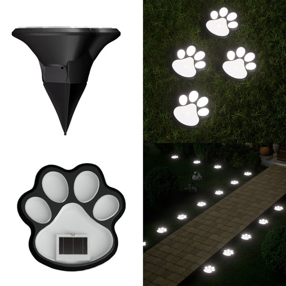 Horivan Solar Paw Print Ground Lights LED In Ground Pathway Markers For Garden Yard Walkway