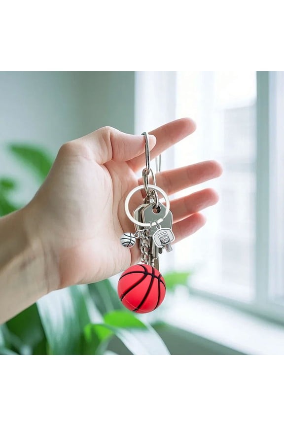 Sports Ball Keychain Soccer Basketball Volleyball PVC Alloy Pendant for Crossbody Bag Backpack Decoration Sports Event Team Gifts Party Favors