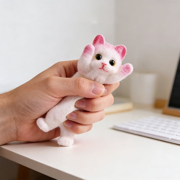 Horivan Stress Relief Plush Cat Toy Soft Fidget Sensory Squeeze for Anxiety Relaxation, Office Desk Home Decor Cute Kawaii Animal Stuffed Squishy Gift